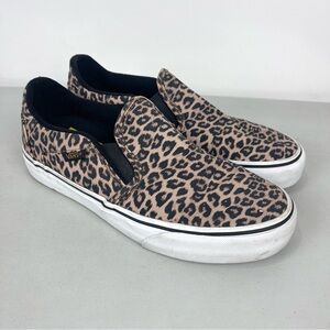 Vans Asher Deluxe Cheetah Leopard Slip-On Skate Shoes Size 7.5 Comfort Ortholite
